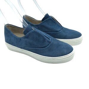 Manas Womens Slip On Sneakers Suede Perforated Blue Size 36 US 6